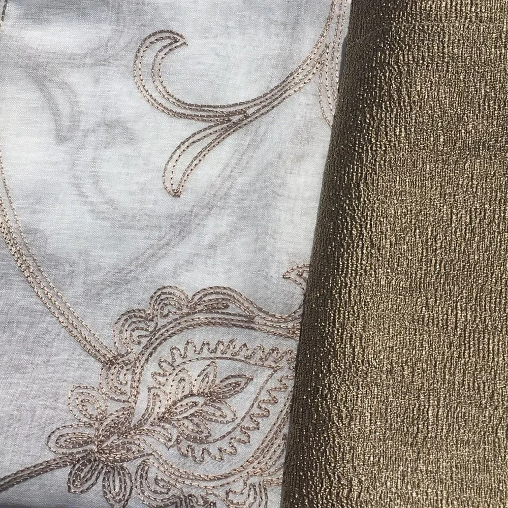 NEW embroidered sheer panel Ivory bronze